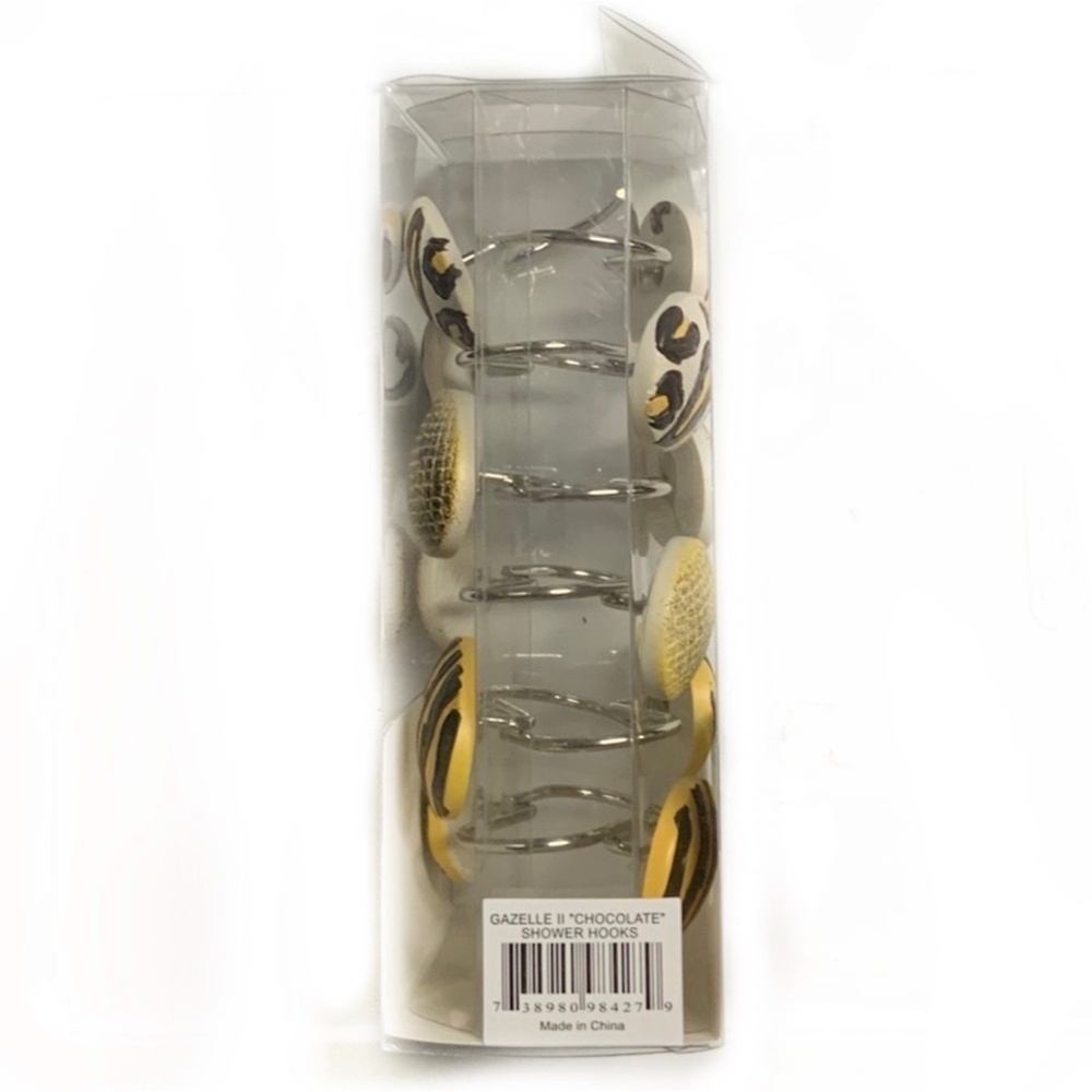 Animal Print Shower Hooks Set of 12 Resin Hooks Gazelle Leopard Multicol… - Picture 4 of 11